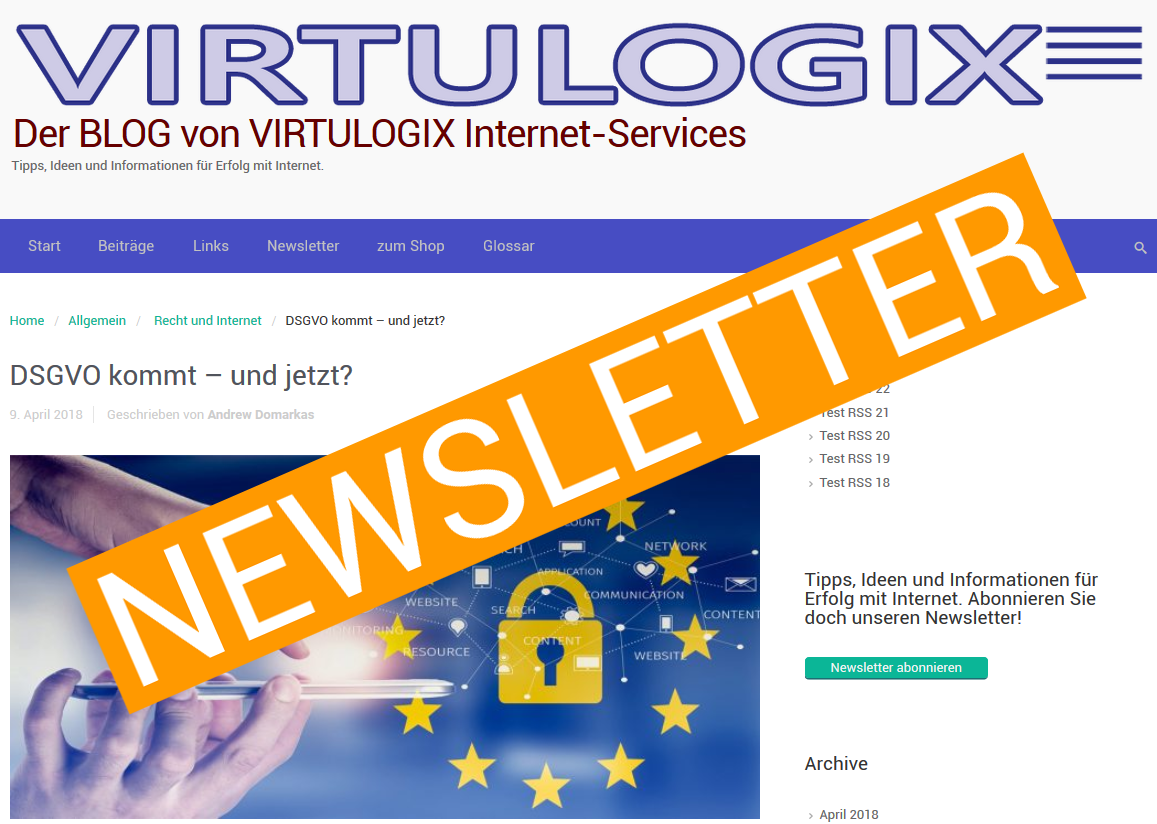 Newsletter von VIRTULOGIX Internet-Services